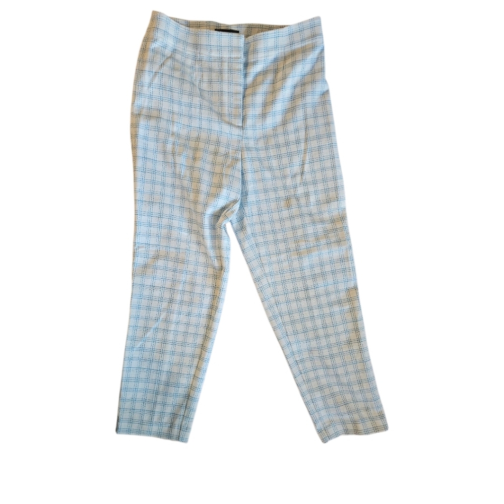 Ann Taylor Blue And White Plaid Cotton Pants Size 8